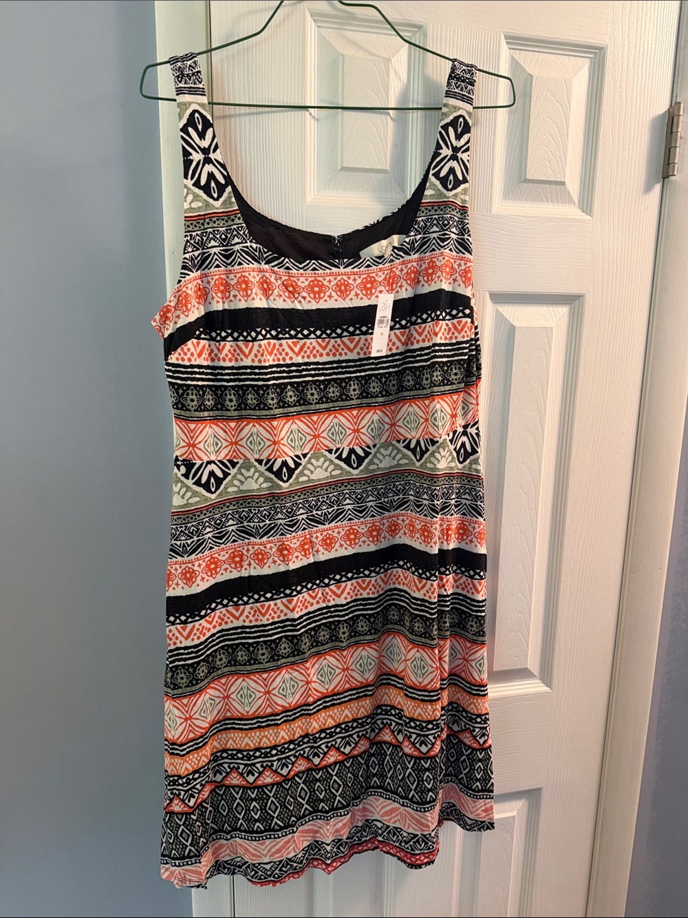 LOFT Black and Orange Printed Midi Dress